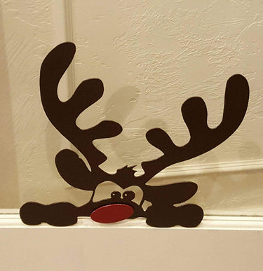 Rustic Reindeer Decor | Winter Window Decor | Christmas Metal Wall Decor | Outdoor Winter Sign | Funny Holiday Decor | Outdoor Reindeer Sign